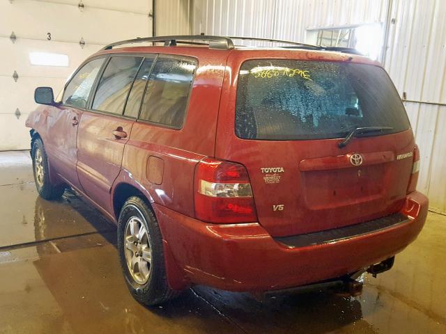 JTEDP21A850065231 - 2005 TOYOTA HIGHLANDER MAROON photo 3