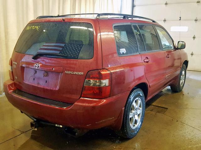 JTEDP21A850065231 - 2005 TOYOTA HIGHLANDER MAROON photo 4