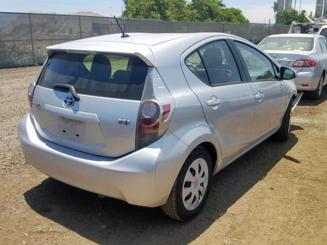 JTDKDTB33E1562630 - 2014 TOYOTA PRIUS C SILVER photo 4