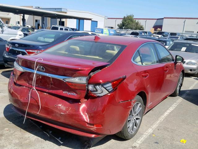 JTHBW1GG1H2150908 - 2017 LEXUS ES 300H RED photo 4