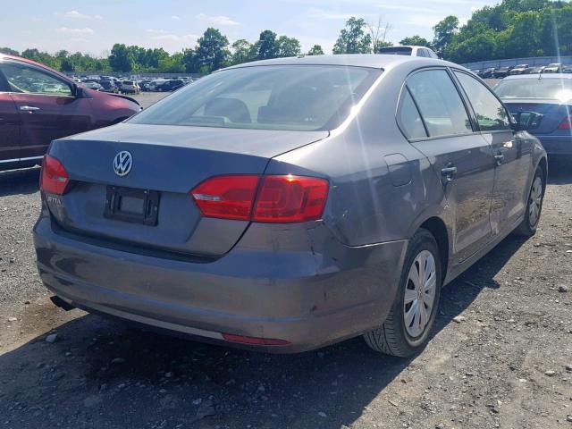 3VW2K7AJ9EM329381 - 2014 VOLKSWAGEN JETTA BASE GRAY photo 4