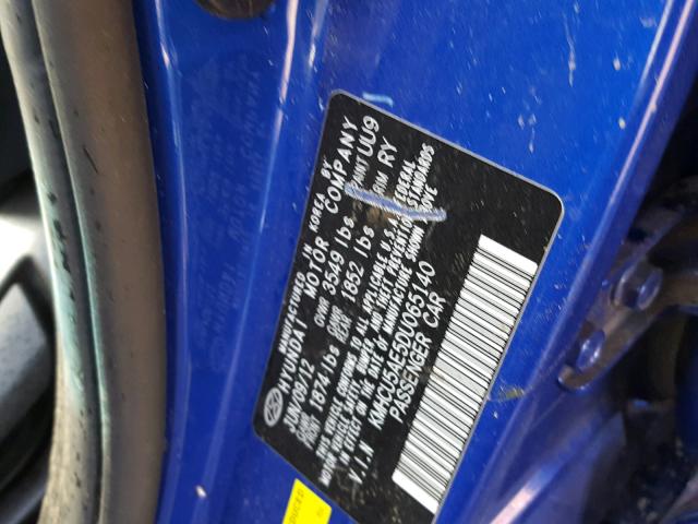 KMHCU5AE5DU065140 - 2013 HYUNDAI ACCENT GLS BLUE photo 10