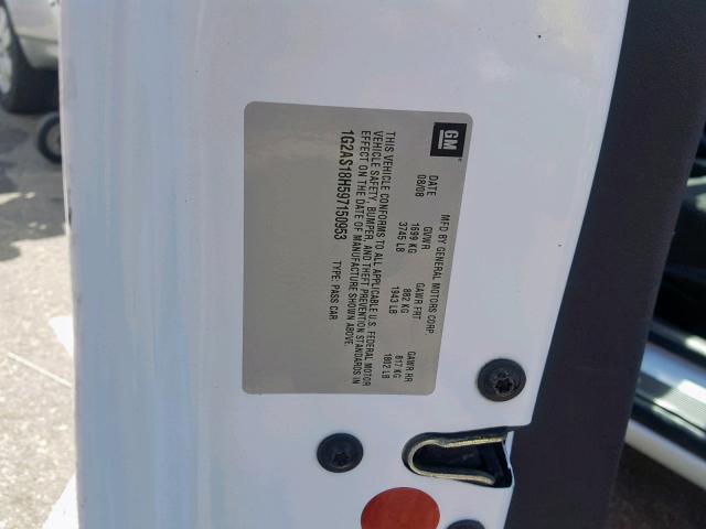 1G2AS18H597150953 - 2009 PONTIAC G5 WHITE photo 10