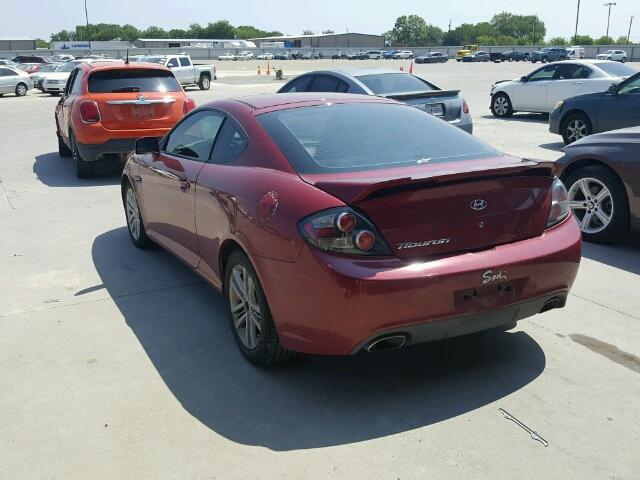 KMHHM66D07U260496 - 2007 HYUNDAI TIBURON GS RED photo 3