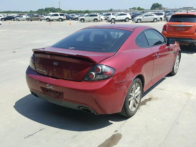 KMHHM66D07U260496 - 2007 HYUNDAI TIBURON GS RED photo 4