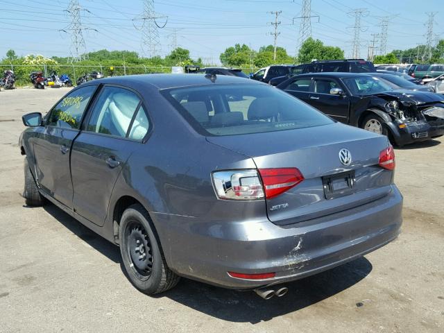 3VW2K7AJ9FM277347 - 2015 VOLKSWAGEN JETTA BASE GRAY photo 3