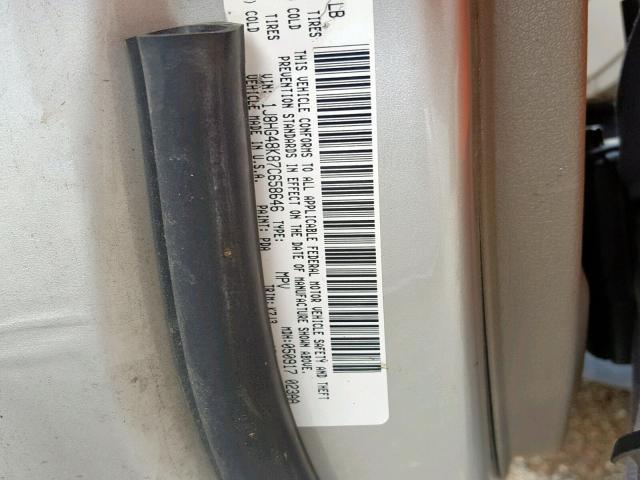 1J8HG48K87C658646 - 2007 JEEP COMMANDER SILVER photo 10