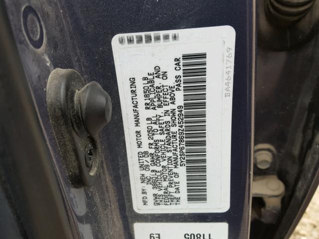 5Y2SP67869Z452949 - 2009 PONTIAC VIBE BLUE photo 10