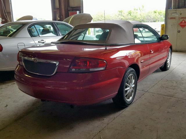 1C3EL55T13N525240 - 2003 CHRYSLER SEBRING LX RED photo 4