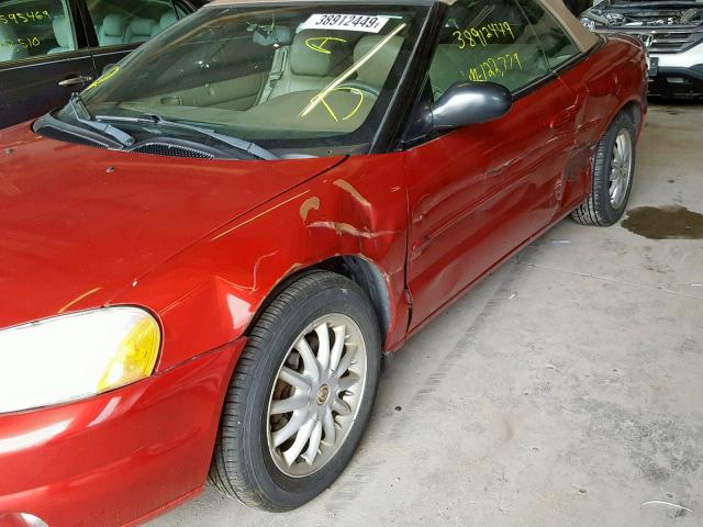 1C3EL55T13N525240 - 2003 CHRYSLER SEBRING LX RED photo 9