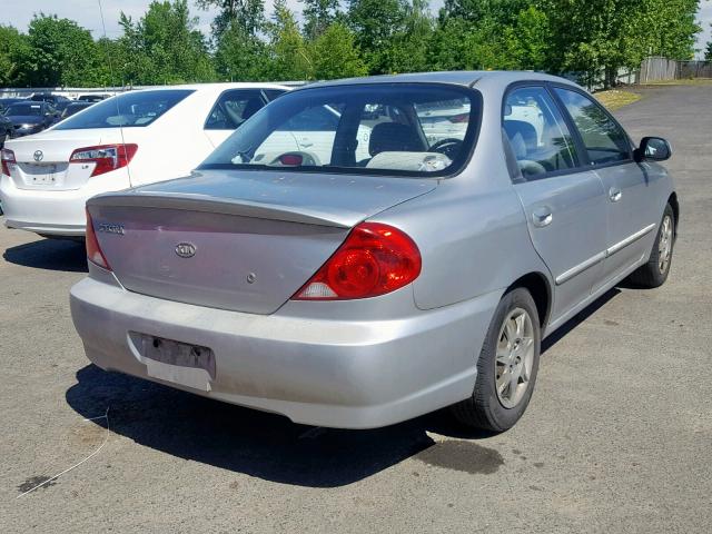 KNAFB121045318769 - 2004 KIA SPECTRA BA SILVER photo 4