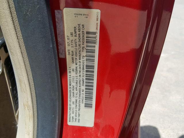 3VWRF31Y18M400179 - 2008 VOLKSWAGEN NEW BEETLE წითელი ფოტო 10