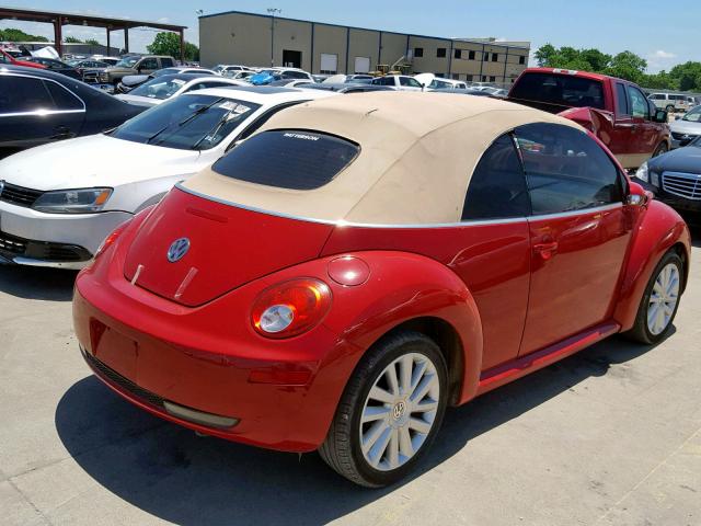 3VWRF31Y18M400179 - 2008 VOLKSWAGEN NEW BEETLE წითელი ფოტო 4