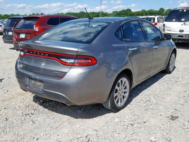 1C3CDFCH4DD202607 - 2013 DODGE DART LIMIT GRAY photo 4