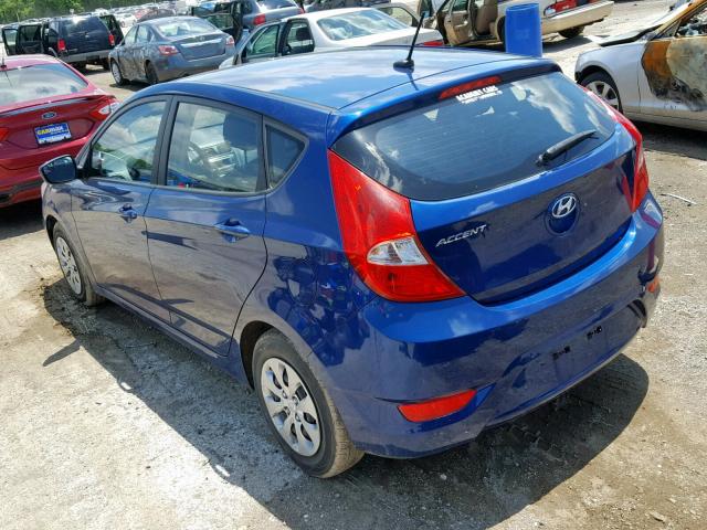 KMHCT5AE6GU242396 - 2016 HYUNDAI ACCENT SE BLUE photo 3