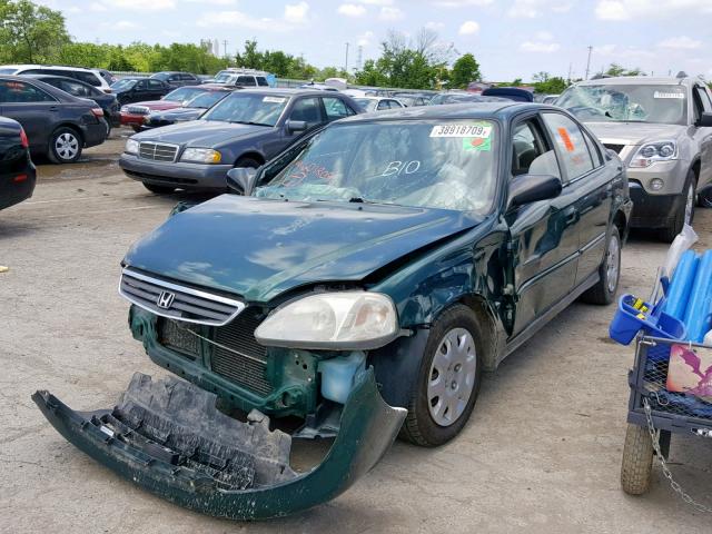 2HGEJ6619YH601809 - 2000 HONDA CIVIC BASE GREEN photo 2