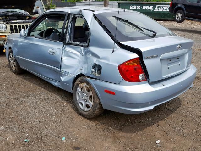 KMHCG35C23U237711 - 2003 HYUNDAI ACCENT GL BLUE photo 3