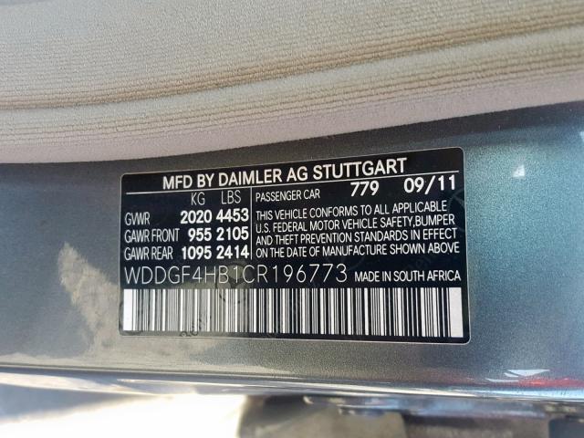 WDDGF4HB1CR196773 - 2012 MERCEDES-BENZ C 250 GRAY photo 10