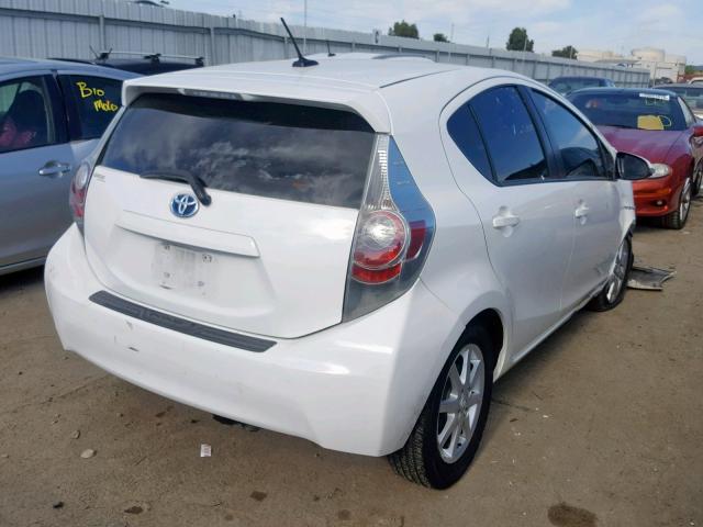 JTDKDTB3XD1035327 - 2013 TOYOTA PRIUS C WHITE photo 4