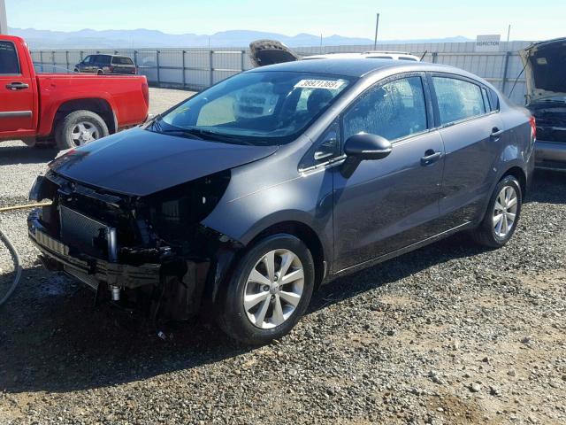 KNADN4A38D6114301 - 2013 KIA RIO EX GRAY photo 2