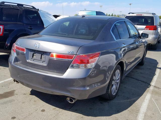 1HGCP3F82BA016870 - 2011 HONDA ACCORD EXL GRAY photo 4