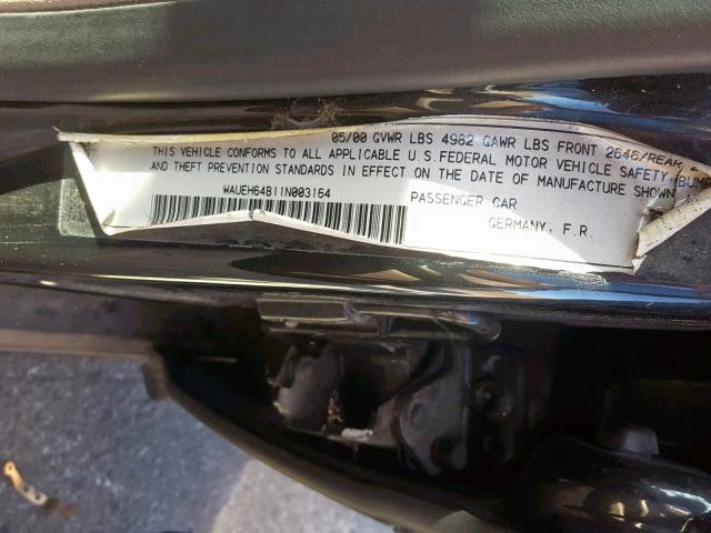 WAUEH64B11N003164 - 2001 AUDI A6 2.8 QUA BLACK photo 10