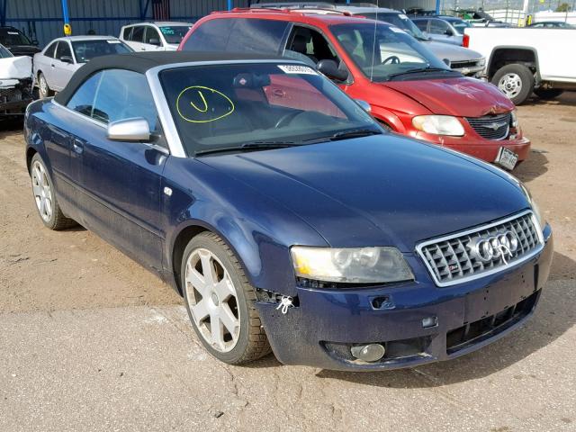 WUARL48H74K901086 - 2004 AUDI S4 QUATTRO BLUE photo 1