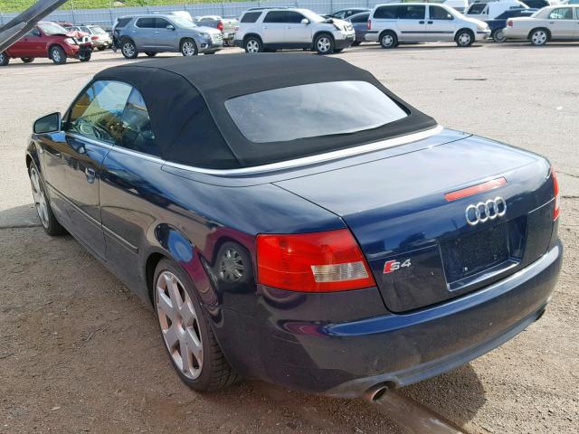 WUARL48H74K901086 - 2004 AUDI S4 QUATTRO BLUE photo 3