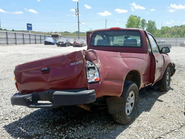 5TENL42N24Z436156 - 2004 TOYOTA TACOMA RED photo 4