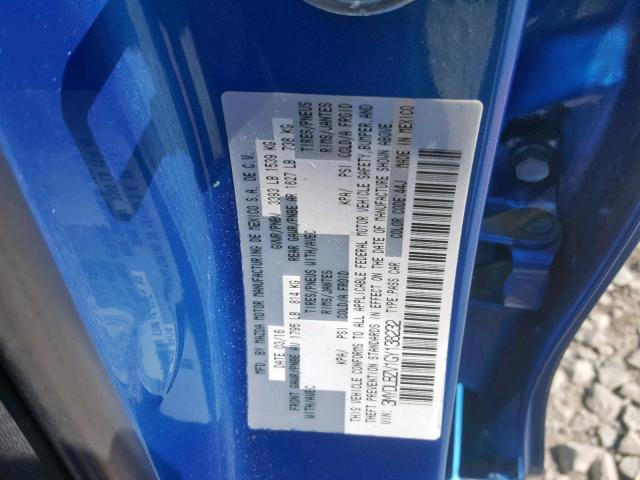 3MYDLBZV1GY138232 - 2016 TOYOTA SCION IA BLUE photo 10