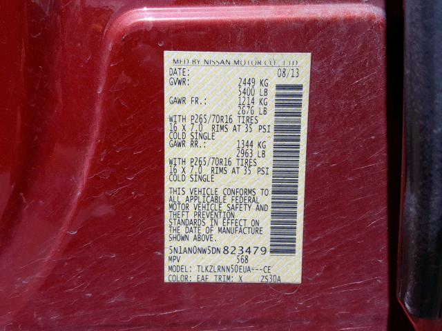 5N1AN0NW5DN823479 - 2013 NISSAN XTERRA X RED photo 10