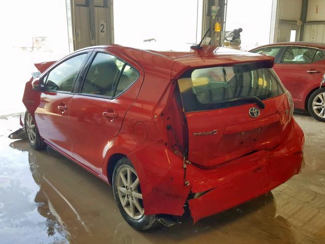 JTDKDTB38D1036346 - 2013 TOYOTA PRIUS C RED photo 3