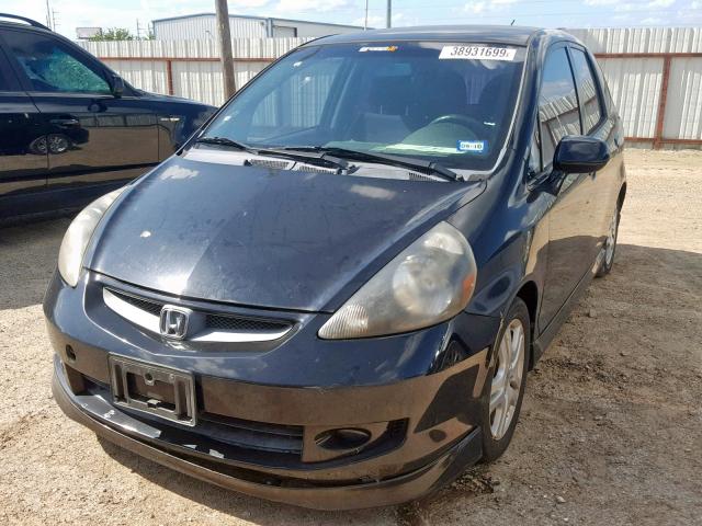 JHMGD38697S052186 - 2007 HONDA FIT S BLACK photo 2