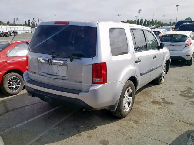 5FNYF4H27DB076840 - 2013 HONDA PILOT LX SILVER photo 4