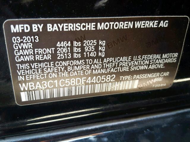 WBA3C1C58DF440582 - 2013 BMW 328 I SULE BLACK photo 10