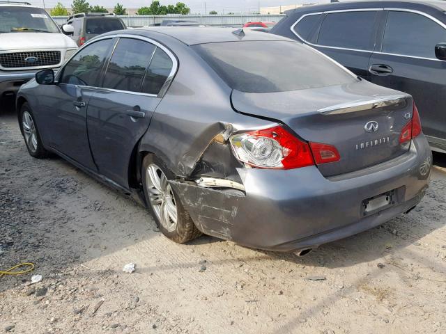 JN1CV6AP6DM305050 - 2013 INFINITI G37 BASE GRAY photo 3