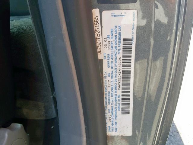 3VWCK21CX2M442096 - 2002 VOLKSWAGEN NEW BEETLE Boz foto 10