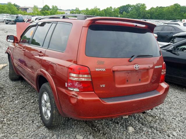 JTEGF21A630105495 - 2003 TOYOTA HIGHLANDER RED photo 3