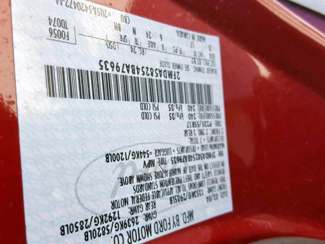 2FMDA58254BA79635 - 2004 FORD FREESTAR L RED photo 10