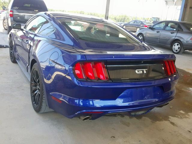 1FA6P8CF7F5394487 - 2015 FORD MUSTANG GT BLUE photo 3