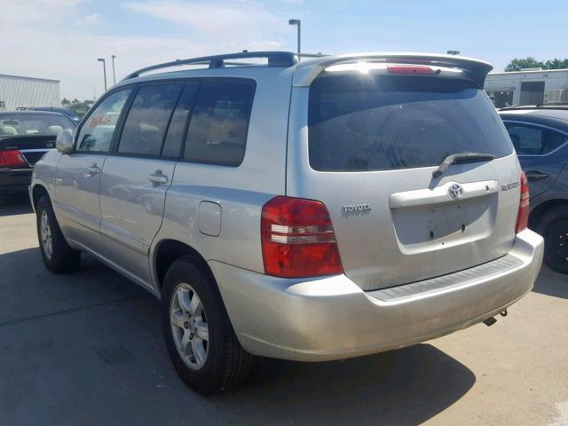 JTEGD21A320024121 - 2002 TOYOTA HIGHLANDER SILVER photo 3