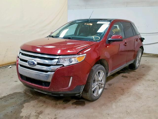 2FMDK3JC4DBB90181 - 2013 FORD EDGE SEL RED photo 2