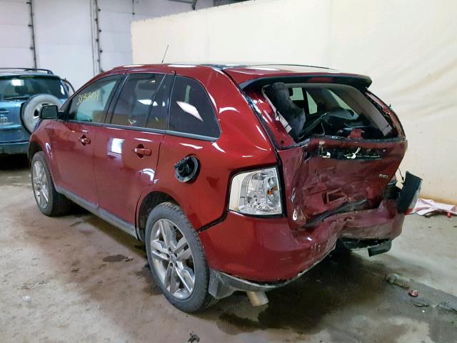 2FMDK3JC4DBB90181 - 2013 FORD EDGE SEL RED photo 3