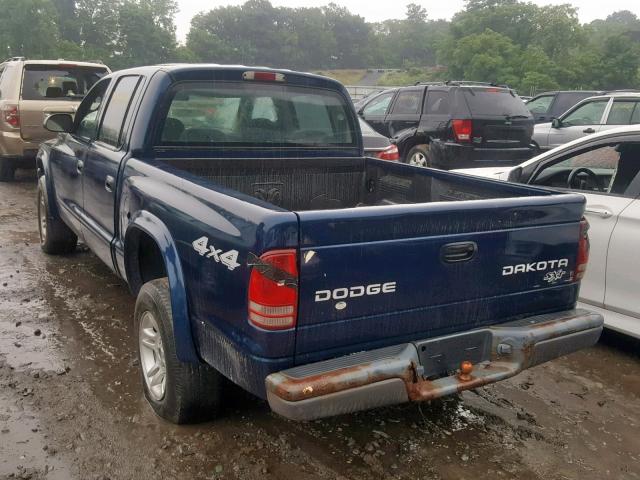 1D7HG38X73S212295 - 2003 DODGE DAKOTA QUA BLUE photo 3