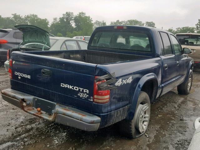 1D7HG38X73S212295 - 2003 DODGE DAKOTA QUA BLUE photo 4