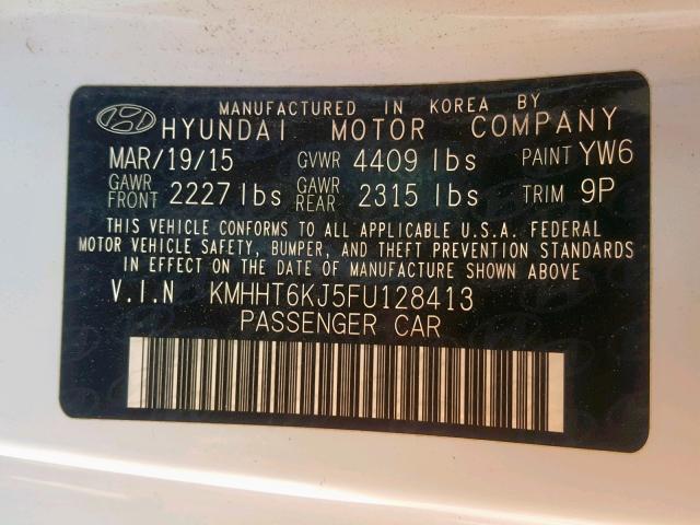 KMHHT6KJ5FU128413 - 2015 HYUNDAI GENESIS CO TWO TONE photo 10