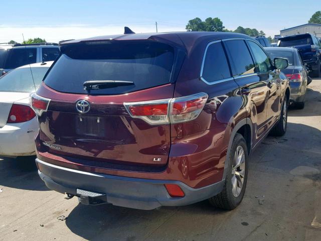 5TDZKRFH5FS056203 - 2015 TOYOTA HIGHLANDER MAROON photo 4