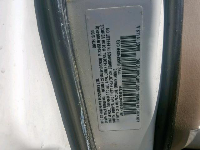 4S3BH686XY6657894 - 2000 SUBARU LEGACY OUT WHITE photo 10