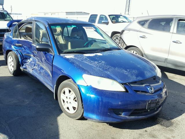 2HGES16335H585264 - 2005 HONDA CIVIC DX V BLUE photo 1