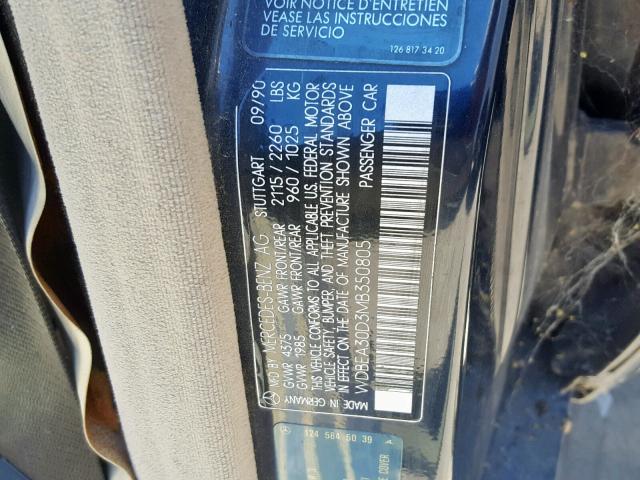 WDBEA30D3MB350805 - 1991 MERCEDES-BENZ 300 E BLUE photo 10